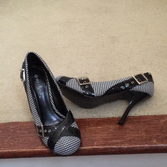 High heel black and white wild diva shoes - Picture 2 of 2